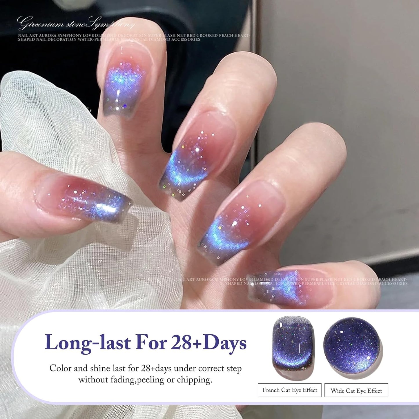 Crushed Diamond Cat Eye Gel Nail Polish with Magnet Stick, 15ml Holographic Glitter Gel, Ideal for DIY Nail Art, Lavender Luminance-Velvo Beauty