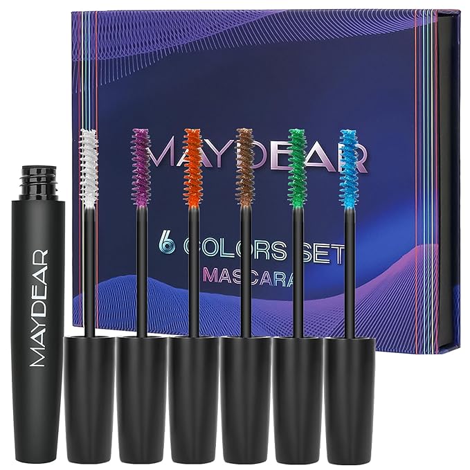 Maydear Waterproof Colored Mascara Set – Long-Lasting, Cruelty-Free, Vegan Eye Makeup for Women (6 Colors)-Velvo Beauty