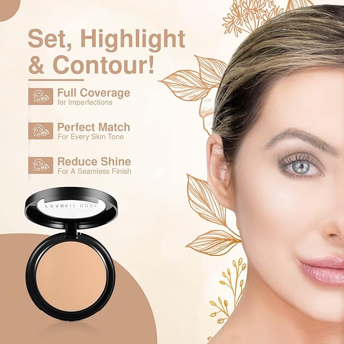 Frankie Rose Cosmetics Powder Foundation – Full Coverage Face Powder For Pores & Imperfections, Evens Out Skin Tone & Shine-Control | 58 Grams (Cream Puff)-Velvo Beauty