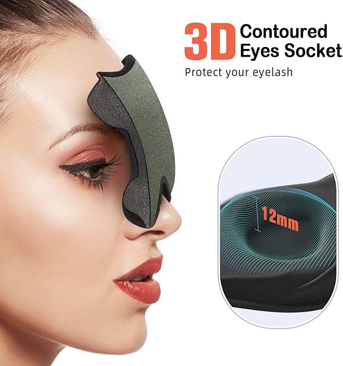 LitBear Sleep Mask for Men Side Sleeper, Sleeping Mask for Women Light Blocking, 3D Contoured Cup Eye Mask Sleeping, Soft Lightweight Sleep Eye Mask with Adjustable Elastic Strap for Traveling-Velvo Beauty