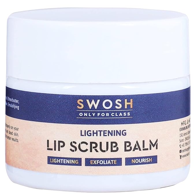 SWOSH Lip Scrub For Dark Lips To Lighten Pink 20 gram | Lip Brightening Scrub Balm For Women and Men-Velvo Beauty
