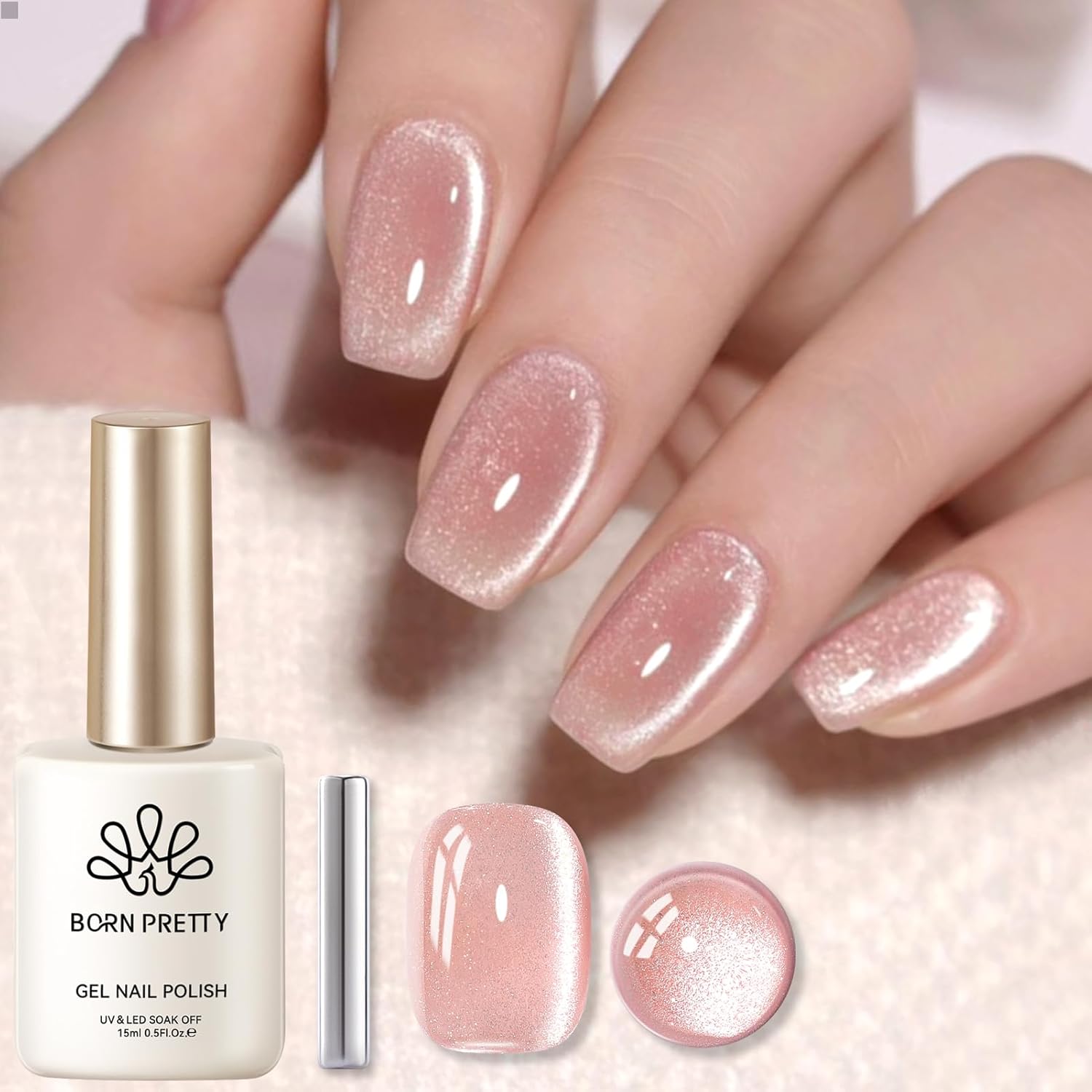 Born Pretty Magnetic Gel Nail Polish Jelly Cat Magnetic Eye Gel Polish Crystal Transparent Auroras Nail Gel for Salon Home DIY Manicure Use-Velvo Beauty