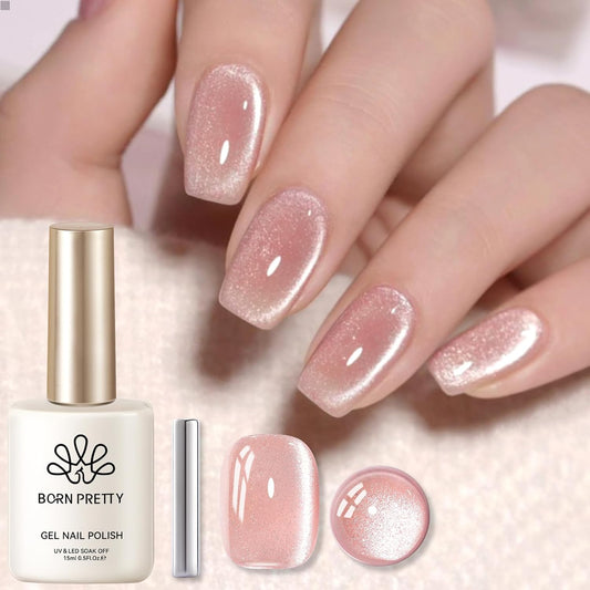 Born Pretty Magnetic Gel Nail Polish Jelly Cat Magnetic Eye Gel Polish Crystal Transparent Auroras Nail Gel for Salon Home DIY Manicure Use-Velvo Beauty