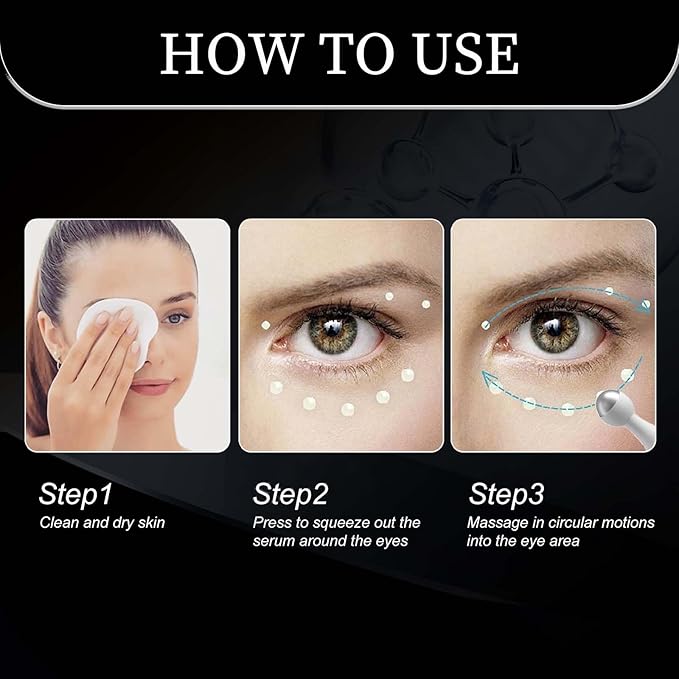 Eye Cream for Puffiness and Bags Under Eyes, Under Eye Cream for Dark Circles, Eye Roller for Puffy Eyes, Caffeine Eye Serum with 360°Massage Ball Reduce Wrinkles and Fine Lines-Velvo Beauty
