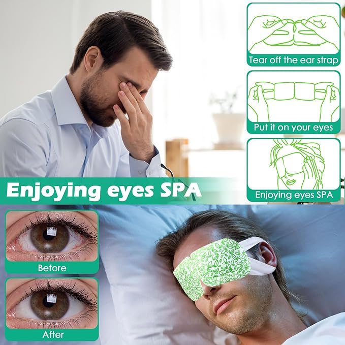 50 Packs Steam Eye Mask for Dry Eyes Spa Warm Sleep Eye Mask Self Heating Disposable Eye Masks for Home Office Travel Eyestrain Relieve (Unscented)-Velvo Beauty