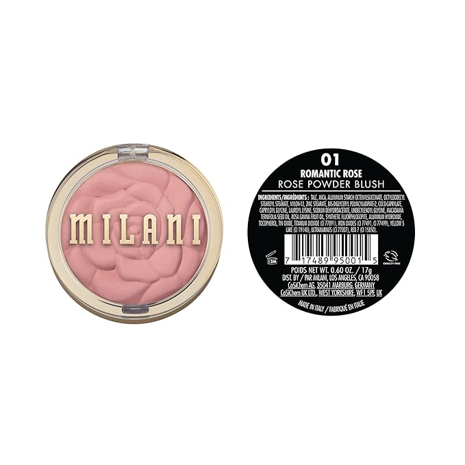 Milani Rose Blush, Powder Blush for Cheeks, Cruelty Free Makeup - Shape, Contour & Highlight Face for a Natural Matte Finish -Romantic Rose-Velvo Beauty