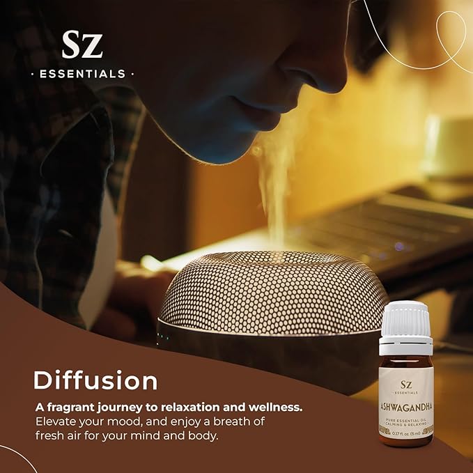 Ashwagandha Essential Oil, 100% Pure and Natural - Undiluted, Steam Distilled from Withania Somnifera - Woody & Earthy Scent with Nutty Overtones - Therapeutic Grade & Vegan - 0.17oz-Velvo Beauty