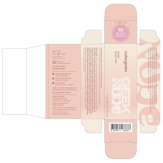 COLORGRAM NUDE BLUR TINT 02 CHARMING PINK | Soft Velvet Matte Lip Stain & Cheek Tint | Lightweight Blurring Tint for a Smooth & Airbrushed Finish | 24H Hydration, Long-Lasting & Non-Sticky Formula-Velvo Beauty