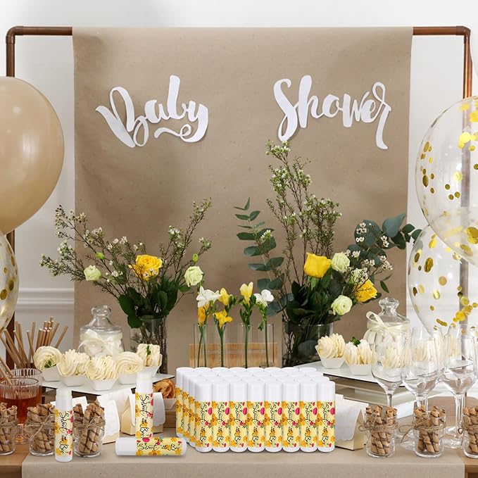 Loopeer 50 Pcs Sweet as Can Bee Theme Baby Shower Decorations Bee Theme Baby Shower Favors Lip Balm Gift for Guest Gender Reveal Party Supplies for Kid Women-Velvo Beauty