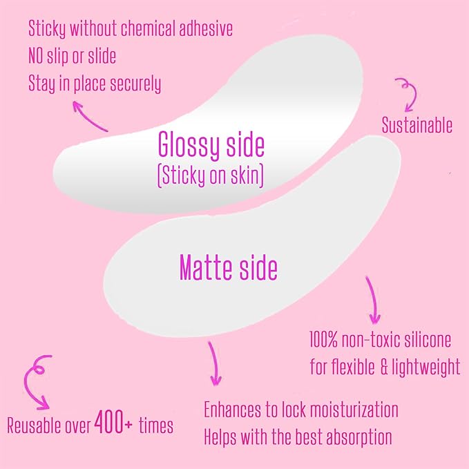 CCbeauty Reusable Under Eye Patches + Eye Cream Applicator Value Set | 100% Silicone Eye Gel Pads | Boost Hydration | Minimize Fine Lines + Wrinkles + Dark Circles | Storage Tin Included | White-Velvo Beauty