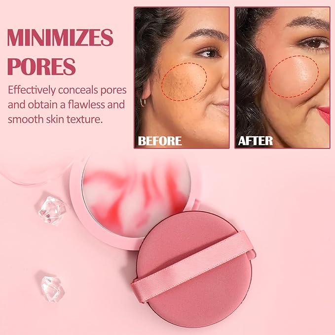 Oil Control Pressed Setting Powder, Matte Soft Jelly Texture Powder-free Face Powder, Long-Lasting Waterproof Pressed Powder Makeup, Flawless Lightweight Face Cosmetics - Pink-Velvo Beauty