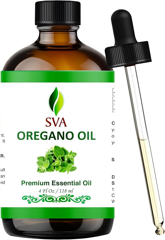 SVA Oregano Essential Oil – 4 Fl Oz – 100% Natural Oregano Oil - for Diffuser, Hair Care, Face, Skin Care, Aromatherapy, Scalp and Body Massage, Soap and Candle Making – with Dropper-Velvo Beauty