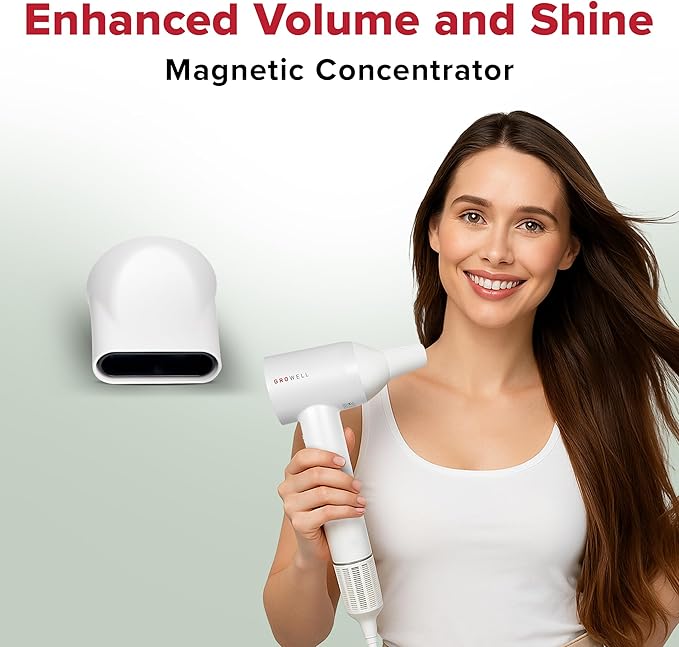 GroWell Ionic Hair Dryer, High-Speed Brushless Motor Professional Blow Dryer for Fast Drying, Low Noise, Lightweight, Compact Hair-Dryer with Diffuser for Curly Hair (3 Pack)-Velvo Beauty