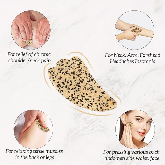 Gua Sha Facial Tools Set of 3 Guasha Massage Tool Jade Gua Sha Scraping Massager for Face,Neck, Eyes and Body,Jade Stone Guasha Board 3 Packs (Speckled Jade)-Velvo Beauty