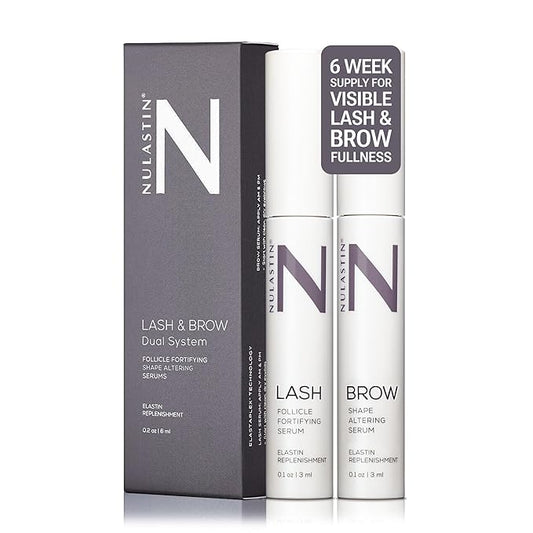 NULASTIN Eyelash Serum & Brow Serum - Lash & Brow Dual System - Eyebrow & Eyelash Enhancing Serums with Keratin & Peptides for Fuller Looking Lashes & Brows (2 Count, 0.1 Fl Oz Each)-Velvo Beauty