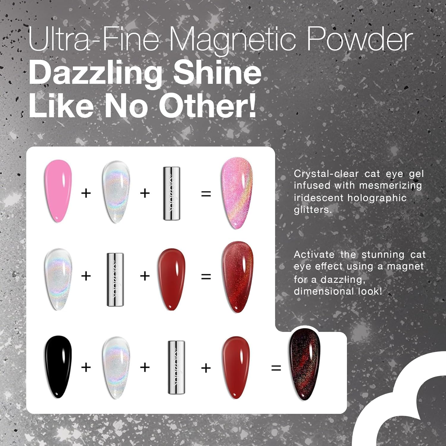 Cat Eye Gel Nail Polish with Magnet Stick, 15ml Magnetic Gel, Create Stunning Cat Eye Effects for DIY Manicures, Long-Lasting, Salon-Quality Finish, Rainbow Beam-Velvo Beauty