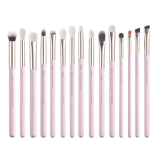 Jessup Eyeshadow Brushes 15pcs, Natural Eye Brush Set for Eyeshadow Blending Concealer Eyebrow Eyeliner, Blushing Bride T294-Velvo Beauty