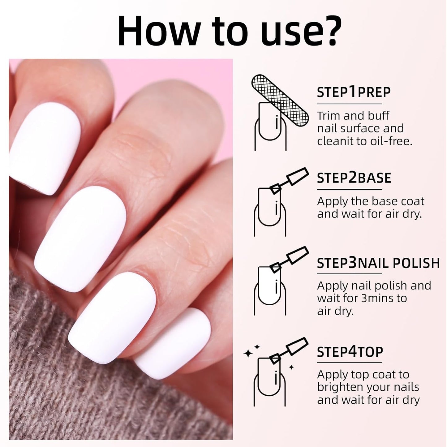 Major Dijit Matte Nail Polish Air Dry Nail Art Varnish (White, 10 ML)-Velvo Beauty