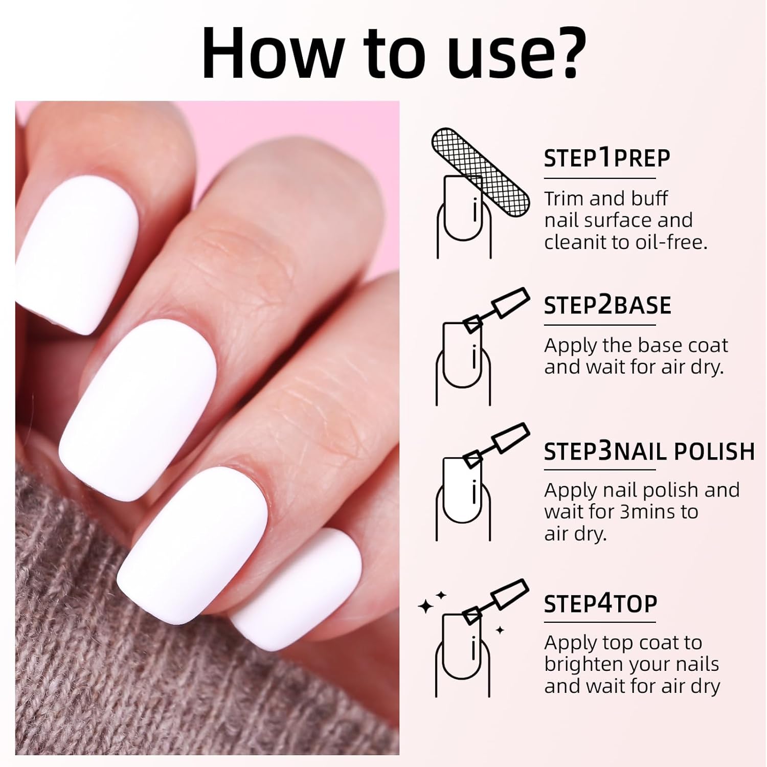 Major Dijit Matte Nail Polish Air Dry Nail Art Varnish (White, 10 ML)-Velvo Beauty