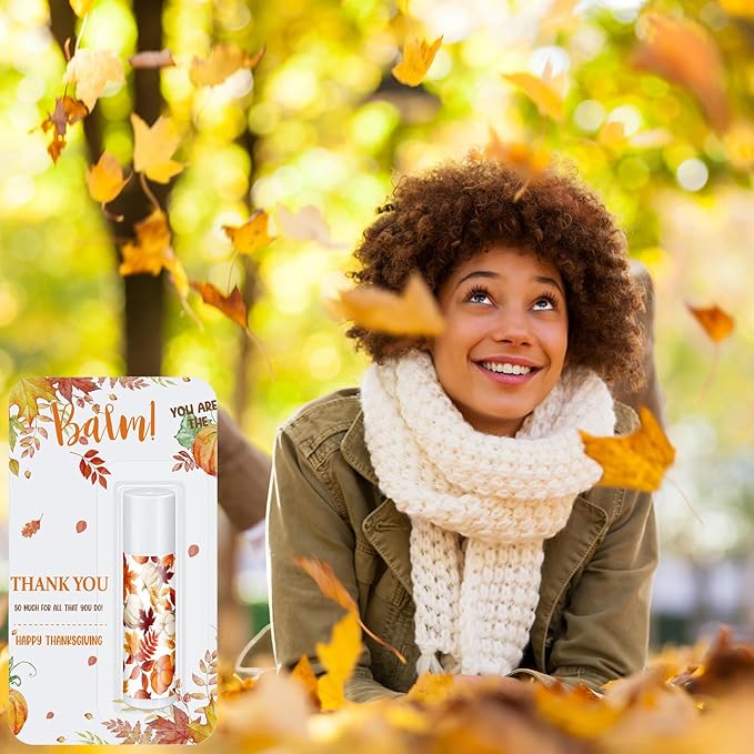 30 Pack Hello Fall Thanksgiving Party Gifts Bulk Lip Balms Favors Employee Appreciation Gifts Small Thank You Gifts for Women Men Satff Coworkers Teachers-Velvo Beauty