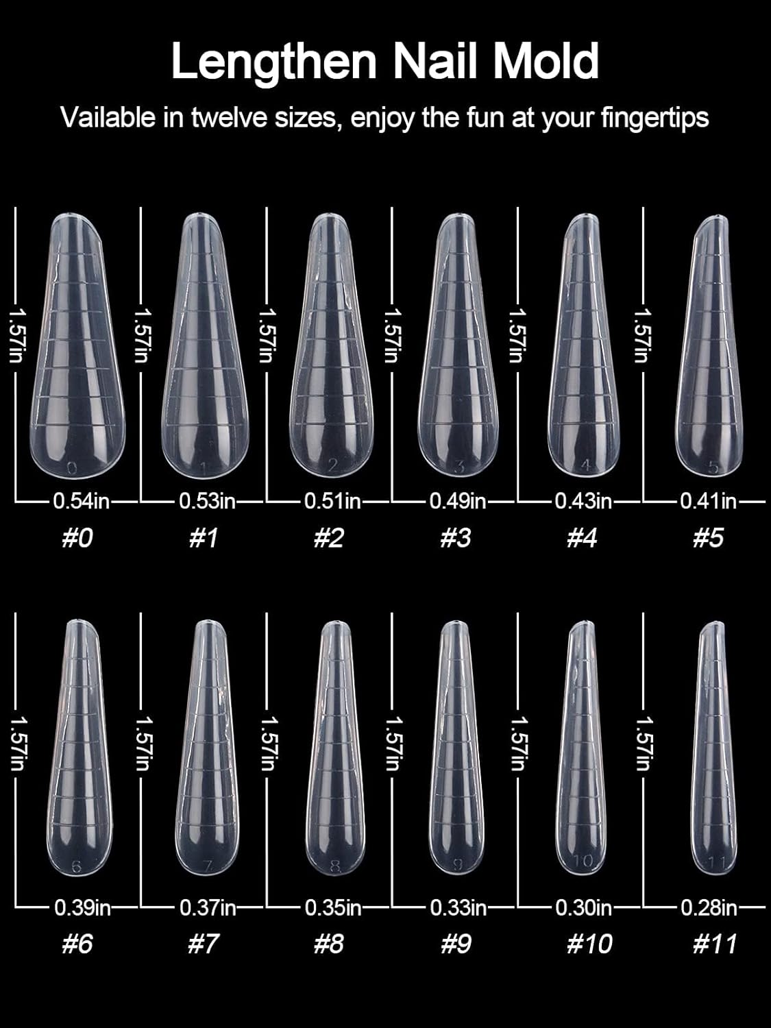 EBANKU 120Pcs Dual Nail Forms for Poly Gel - Extension Stiletto Almond System Mold, False Tips for Builder Gel Art Design Salon & DIY - 12 Sizes-Velvo Beauty