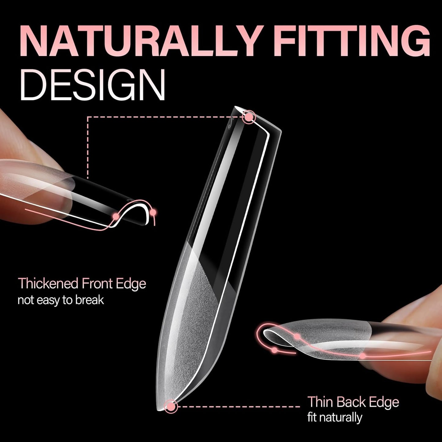 AILLSA Medium Square Nail Tips Full Cover Half Matte Tips Nail Clear Gelly Pre-Shaped Nail Tips Press On False Nail Tip Extension for Home DIY Manicure Salon 216PCS 12 Sizes-Velvo Beauty