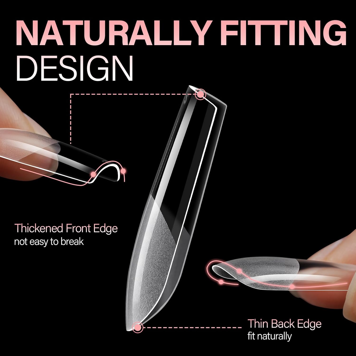 AILLSA Medium Square Nail Tips Full Cover Half Matte Tips Nail Clear Gelly Pre-Shaped Nail Tips Press On False Nail Tip Extension for Home DIY Manicure Salon 216PCS 12 Sizes-Velvo Beauty