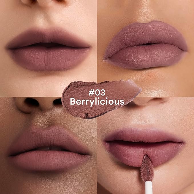 ITY Velvet Matte Finish Lip Stain-Mousse Textured Lip Clay, Red Shade, Conceals Lip Lines, Rich Pigment Lip Tint Lipsticks,0.14 oz (4g) in Berrylicious, Ginger.-Velvo Beauty