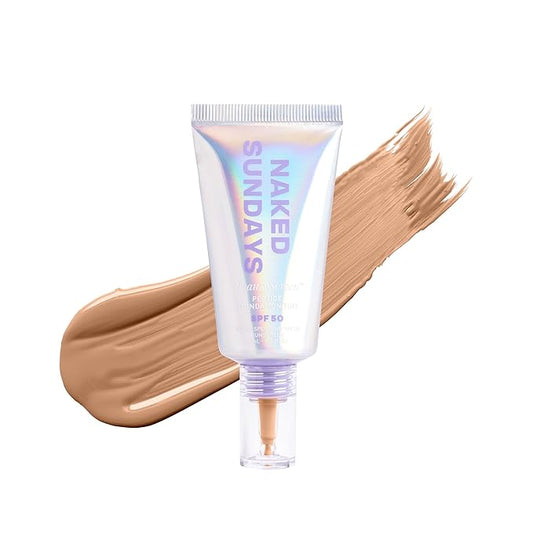 Naked Sundays BeautyScreen™ SPF 50 Mineral Peptide Foundation Tint – 2-in-1 Skin Tint & Mineral Sunscreen | Radiant, Buildable Coverage, Acne-Safe, Infused with Peptides (4 Medium honey, 1.01 fl oz)-Velvo Beauty
