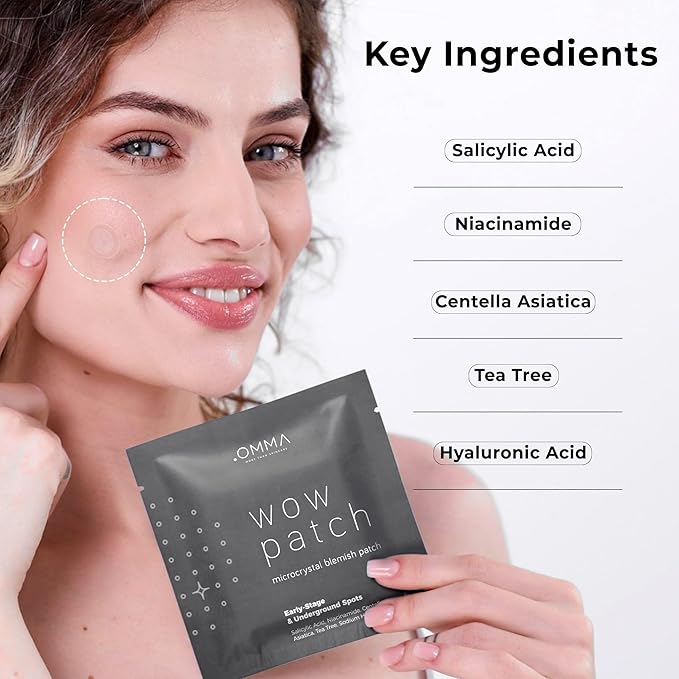 OMMA Korean Microdart Acne Patch, Cystic Acne Treatment, Micropoint Pimple Patches for Face for Early-Stage Painful Zits, Salicylic Acid & Tea Tree - 14 mm Zit Stickers (18 Count)-Velvo Beauty