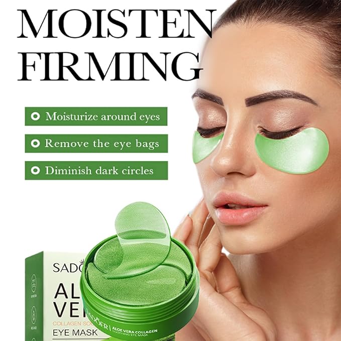 Aloe Vera Eye Masks - 60 PCS Under Eye Patches for Puffy Eyes and Dark Circles Treatments - Hydrating Eye Mask Skincare, Eye Gel Pads for Eye, Reduce Wrinkles and Fine Lines, Improve and Firm Eye Skin-Velvo Beauty