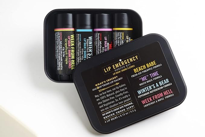 Walton Wood Farm Lip Emergency Rescue Kit, 4 Lip Balms, 0.15 oz each-Velvo Beauty