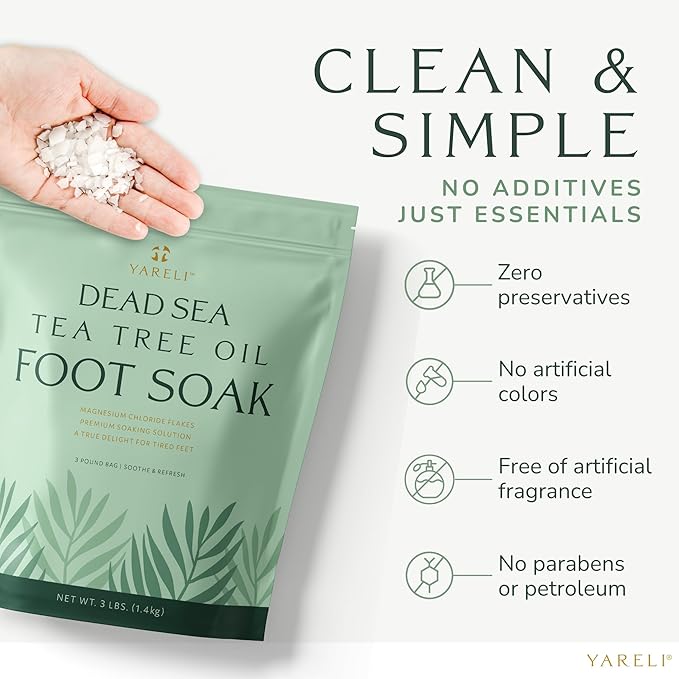 Tea Tree Oil Foot Soak, Dead Sea Magnesium Bath Salt Flakes with Essential Oils, 3lb-Velvo Beauty