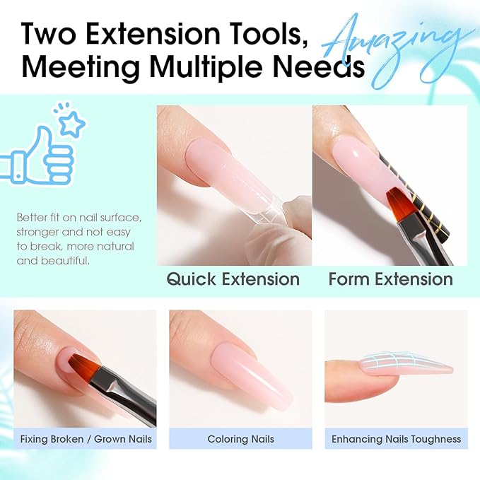 ROSALIND Poly Nail Gel Kit -12 Colors + Nail Art Accessories Kit Summer Neon Poly Nails Gel Kit Starter Kit With Slip Solution Pro Bright Colors Nail Extensions Gel Set with Mini UV Lamp-Velvo Beauty