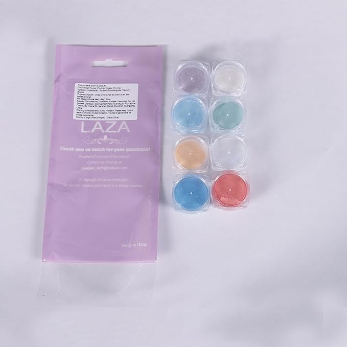 Laza Mermaid Pearl Chrome Nail Powder, 8 Colors Metallic Mirror Effect Pigment, Iridescent Aurora Nail Glitter Dust Kit for Gel Nail Art Decoration, Resin Craft, Gifts - Sweet Candy-Velvo Beauty