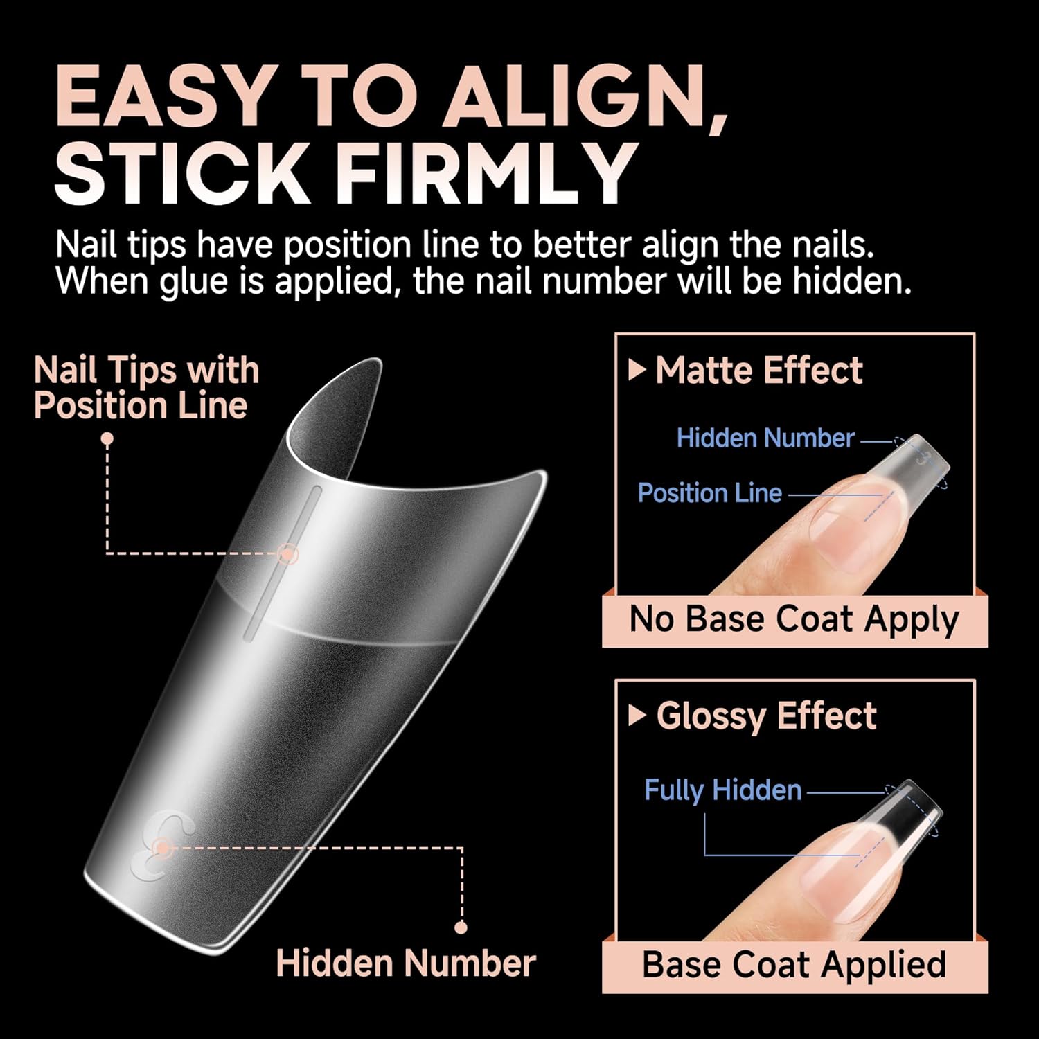 UNA GELLA Medium Square Gel Nail Tips 504pcs Full Matte Square Gel Tips Half Cover Clear False Nails Tips No C Curve with Position Line for Perfect Nail Extentions 12 Sizes, Gelly Tips-Velvo Beauty