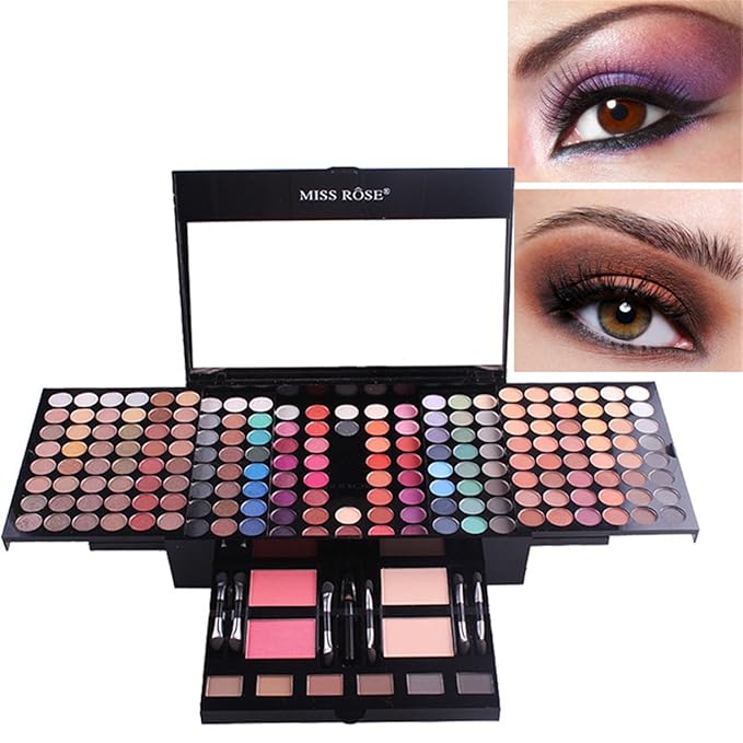 Pure Vie All-in-One Holiday Gift Makeup Set Essential Starter Bundle Include Eyeshadow Palette Lipgloss Concealer Blush Eyebrow Foundation Face Powder Eyeliner Pencil - Make up Kit for Women Full Kit-Velvo Beauty