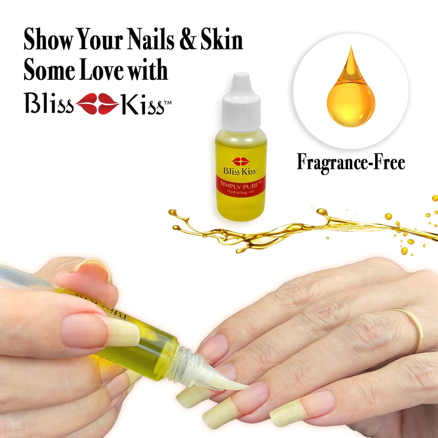 Bliss Kiss Simply Pure Dropper with Refillable Cuticle Squeeze Pen 3-Pack Kit (Fragrance Free, 3-Pens)-Velvo Beauty