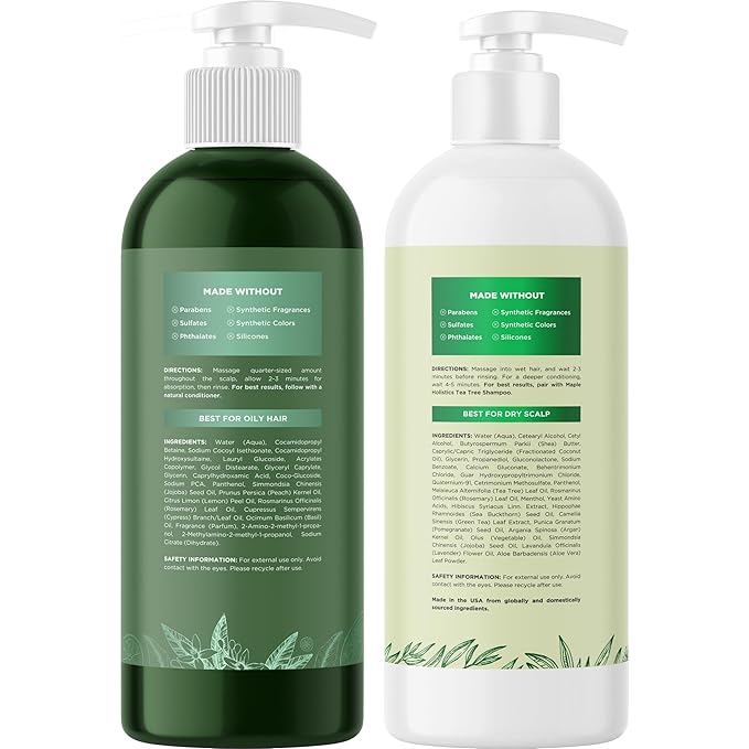 Shampoo and Conditioner for Oily Hair and Scalp - Sulfate and Paraben Free Shampoo and Conditioner Set for Oily Hair with Deep Cleansing Tea Tree Oil - Vegan Color Safe & Cruelty Free (16 Fl Oz)-Velvo Beauty