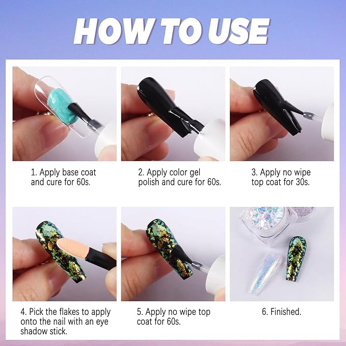 Laza Chameleon Flakes, 8 Colors Nail Confetti Powder, Irregular Colorshift Pigment Powder for Nails Art Supplies, Epoxy Resin Tumbler, Slime, Crafts Decoration - Glass Starry Night-Velvo Beauty