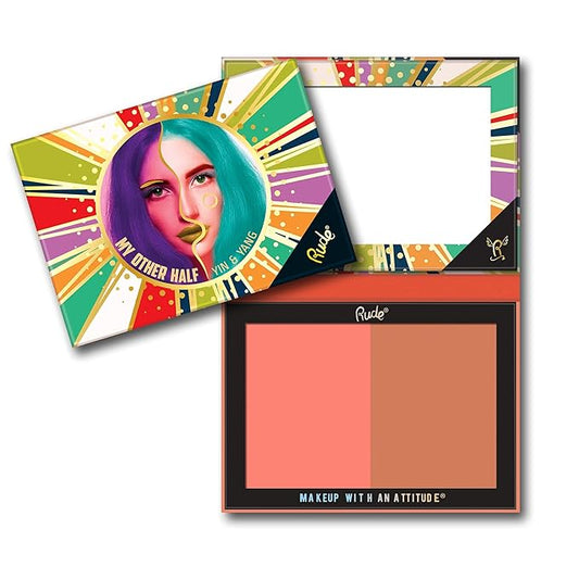 My Other Half Duo Shade Face Palette - Yin and Yang by Rude Cosmetics for Women - 0.4 oz Makeup-Velvo Beauty