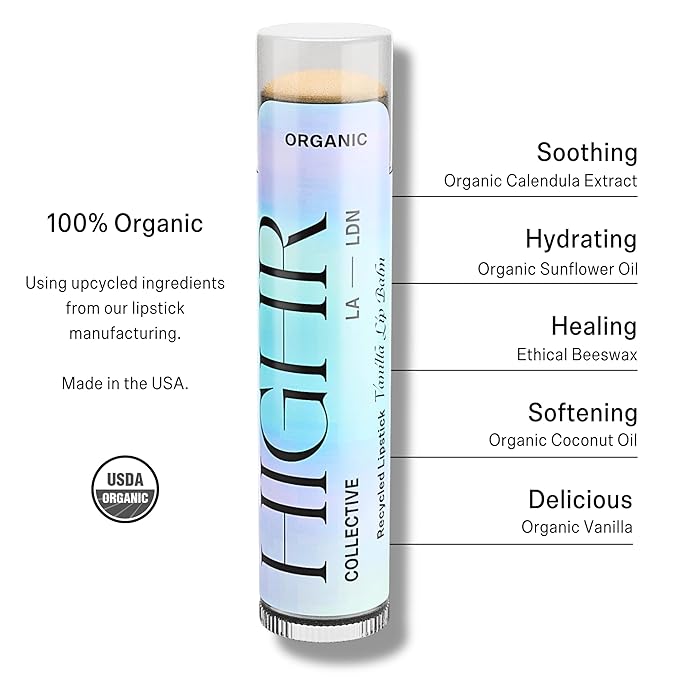 Three Pack; HIGHR Organic Vanilla Butter Hydrating Lip Balm - Nourishing Lip Care for Youthful and Smoother Lips, Lip Moisturizer for Dry and Cracked Lips-Velvo Beauty