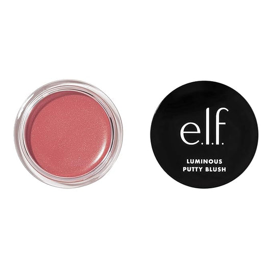 e.l.f. Luminous Putty Blush, Putty-to-Powder, Buildable Blush With A Subtle Shimmer Finish, Highly Pigmented & Creamy, Vegan & Cruelty-Free, Bermuda-Velvo Beauty