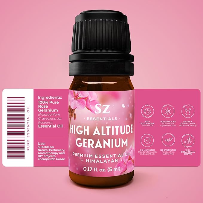 High Altitude Geranium Essential Oil – 100% Pure & Natural, Grown in The High-Altitude – Aromatherapy, Home Use – Therapeutic Grade & Vegan – 5 mL-Velvo Beauty