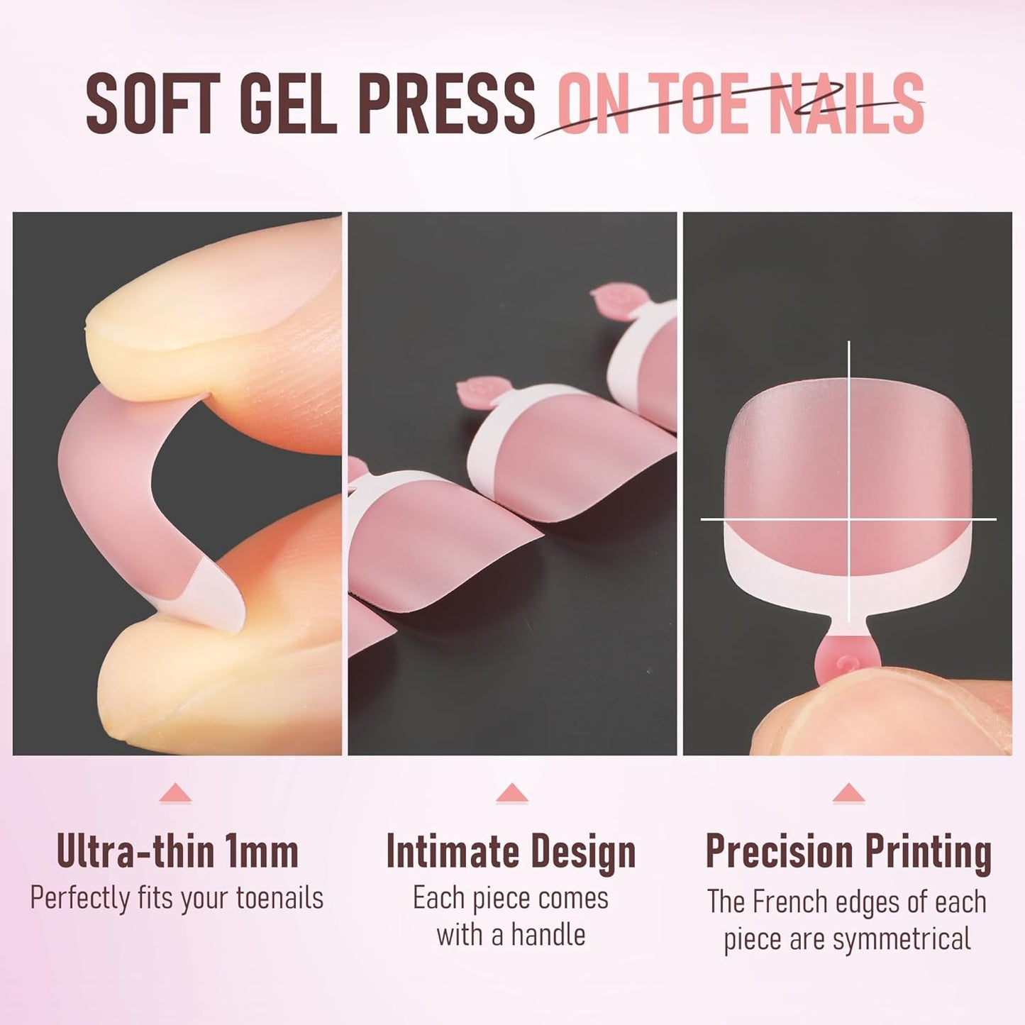 UNA GELLA French Toe Nail Press Ons 312pcs Peach Pink Full Cover Toe Nail Tips Press On Nails Soft Gel Fake Toe Nails Tips Gel Toe Nail Tips Fake Acrylic Toenails for Nail Extensions 12 Sizes-Velvo Beauty