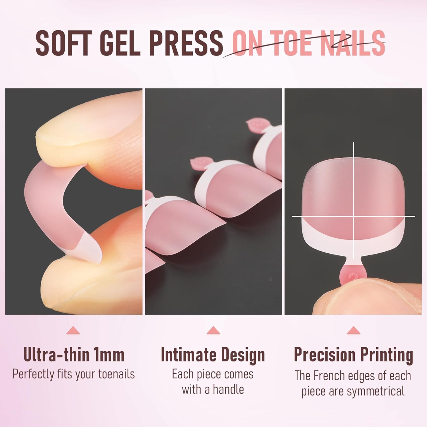 UNA GELLA French Toe Nail Press Ons 312pcs Peach Pink Full Cover Toe Nail Tips Press On Nails Soft Gel Fake Toe Nails Tips Gel Toe Nail Tips Fake Acrylic Toenails for Nail Extensions 12 Sizes-Velvo Beauty