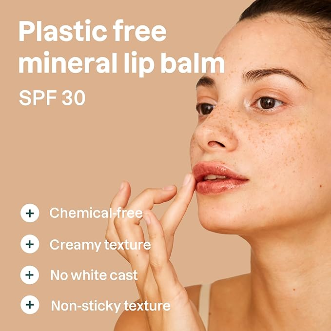 ATTITUDE Oceanly Tinted Lip Balm with SPF 30, EWG Verified, Plastic-Free, Broad Spectrum UVA/UVB Protection with Zinc Oxide, Vegan, Unscented, Terracotta, 0.3 Ounce-Velvo Beauty