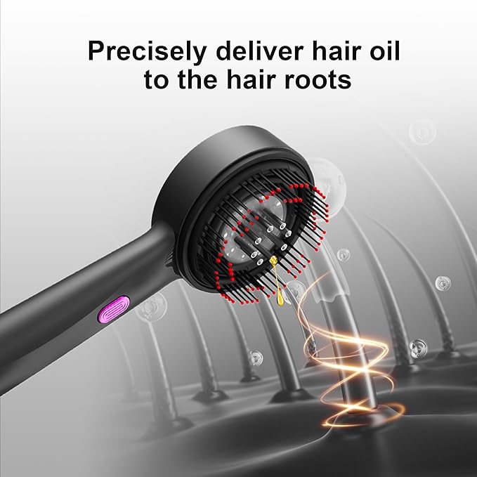 Red Light Dot Scalp Massager - 72-Point Vibration Comb for Hair Care, 3 in 1 Hair Oil Applicator,ipx7 Waterproof Scalp Oil Applicato,Rechargeable Home Use Device with Safety Indicator（Black）-Velvo Beauty