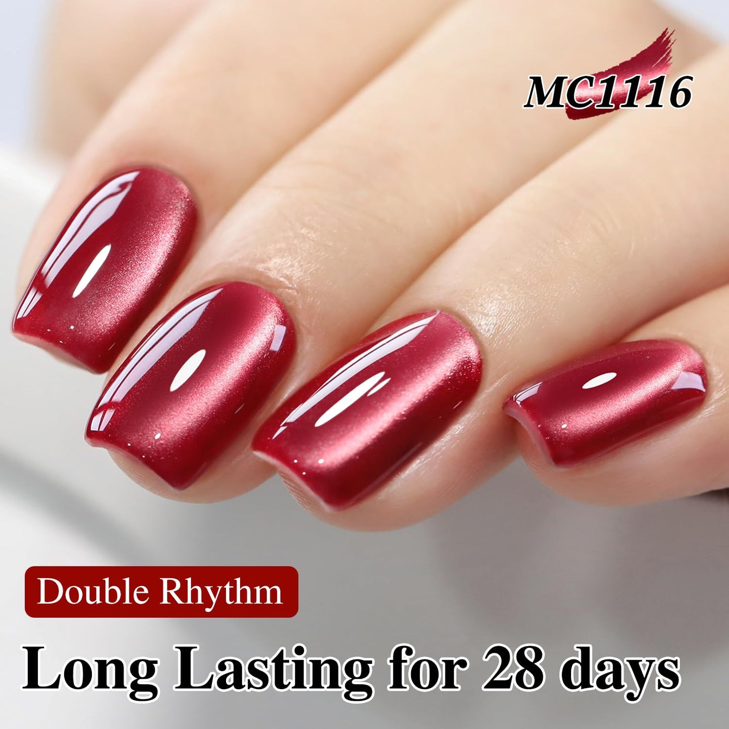 Double Rhythm Cat Eye Gel Polish Set 6 Colors Shimmer Glitter with Magnet Holographic Reflective Magnetic UV Gel Polish Art Kit (Black Burgundy Green Navy 6-Kit 41)-Velvo Beauty