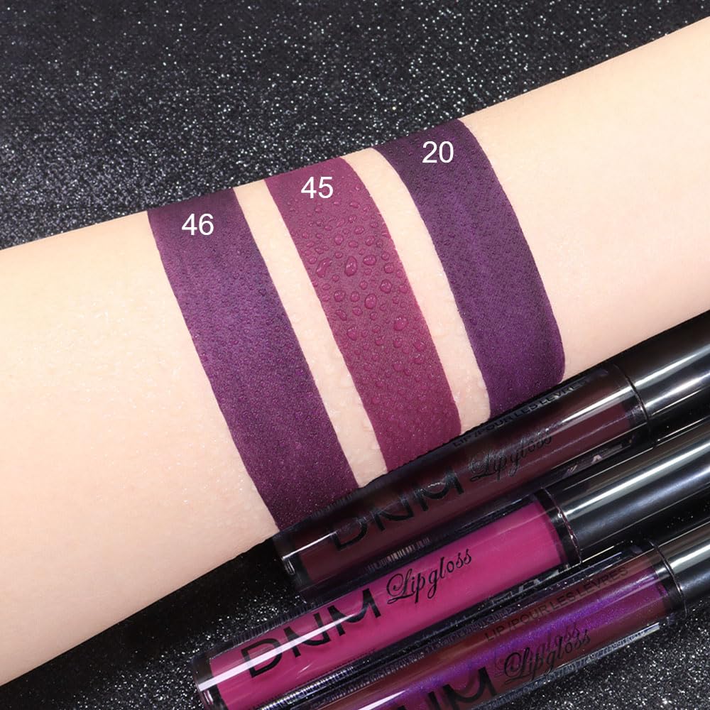 evpct 3Pcs Dark Purple Mauve Plum Maroon Matte Liquid Lipstick Lip Stain Sets for Women Matte+Lipstick Long Lasting Permanent 24 hr Hours Magic Lipstick 24 Hours original Waterproof 22#-Velvo Beauty